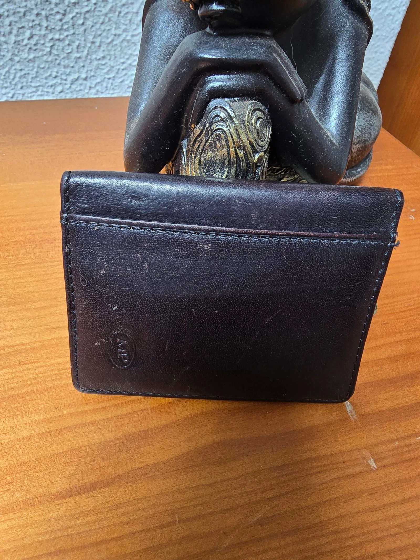 Porta cartoes em pele genuina preta MP